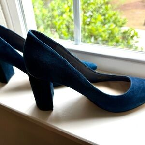 Marc Fisher Navy Suede Block Heel Pumps